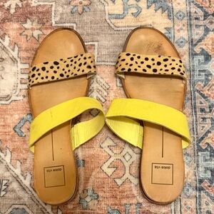 Dolce Vita Yellow and Animal Print Sandals